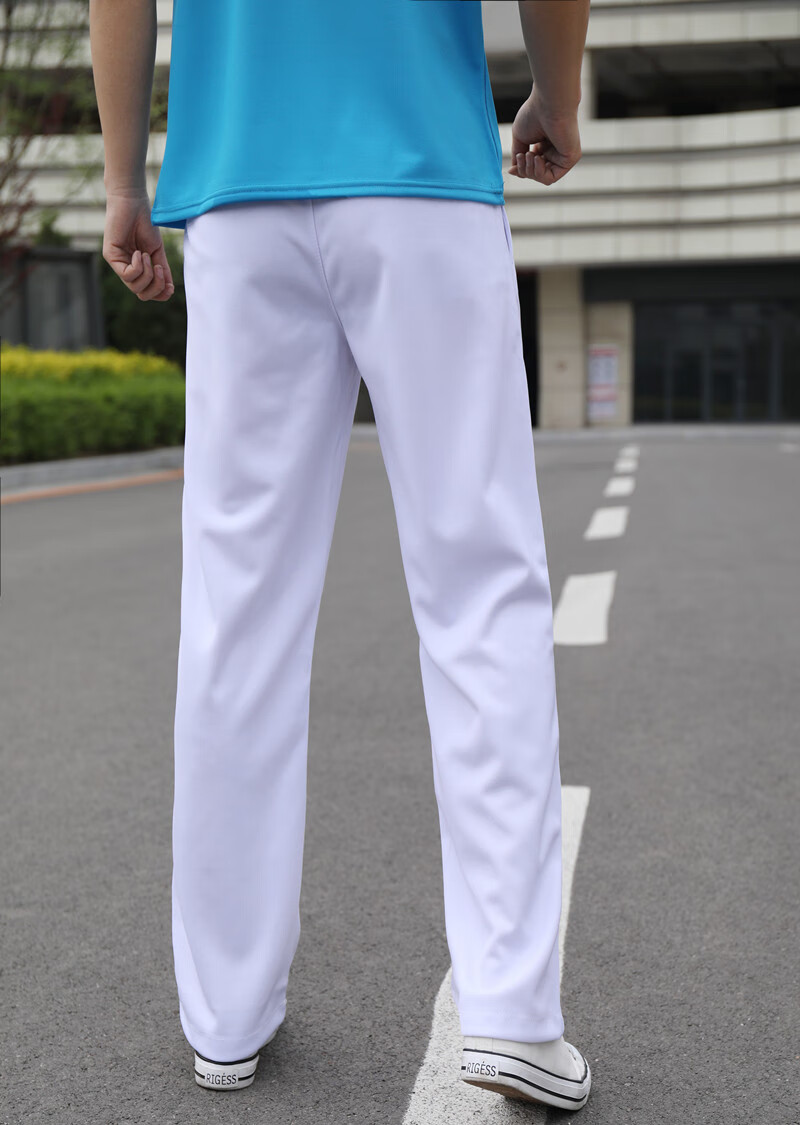 健身操广场舞运动会团体服中学生校服裤子白色运动裤男女长裤春秋