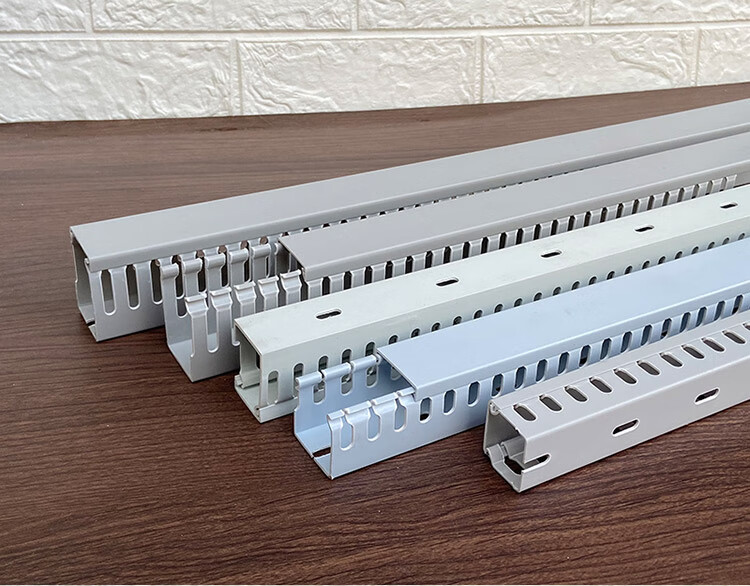 明装pvc阻燃u型工业塑料线槽电箱控制电柜走线网线行配卡布线槽 灰色