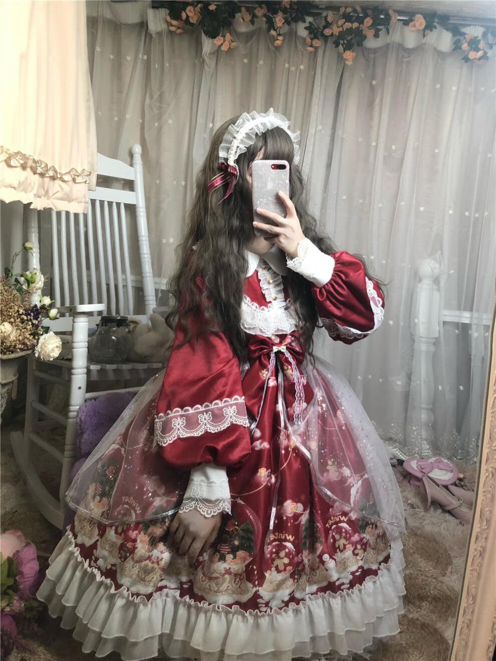 洛丽塔lolita女装学生洋装lo裙连衣裙长袖新款op新款女装长款大裙摆