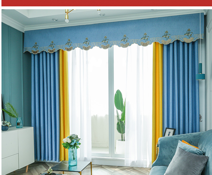 窗帘眉头定做自粘魔术贴眉头水波幔头客厅阳台卧室加厚遮光窗帘布16号