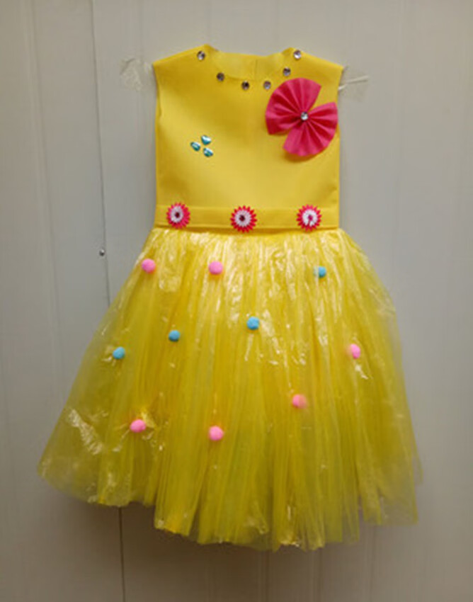 儿童环保服装亲子装幼儿园走秀表演服装女手工制作塑料袋废旧材料天