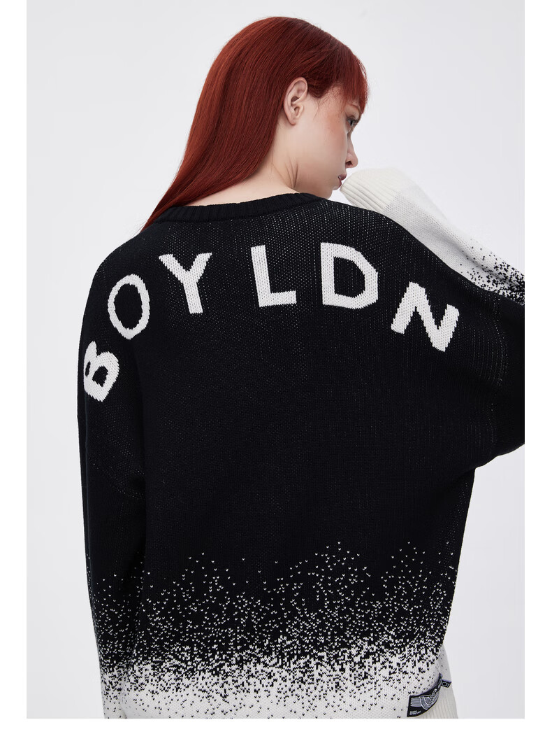 boylondon官方旗舰22年老鹰logo提花情侣渐变针织毛衣女男同款3032