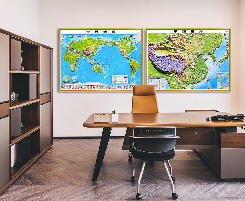 立体浮雕地图【中大型尺寸】2021中国地图3d立体地形图 世界地图三维