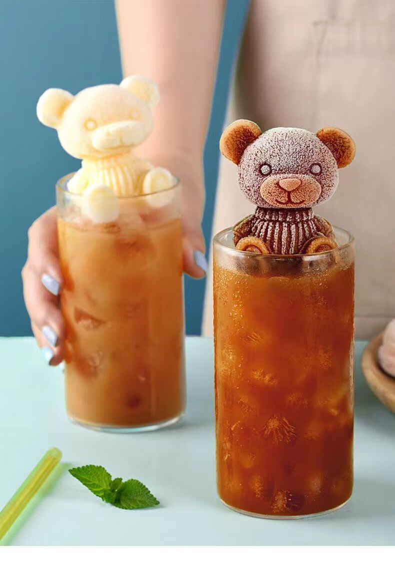 网红小熊冰块模具 抖音同款咖啡饮料奶茶立体小熊冰格食品级硅胶 加倍