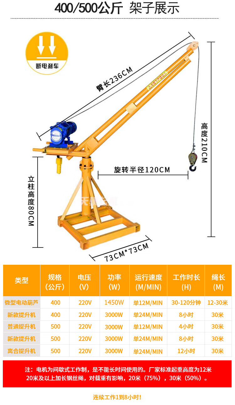 起重机小吊机家用220v提升机小型1吨升降建筑装修室外工地吊砖机220v