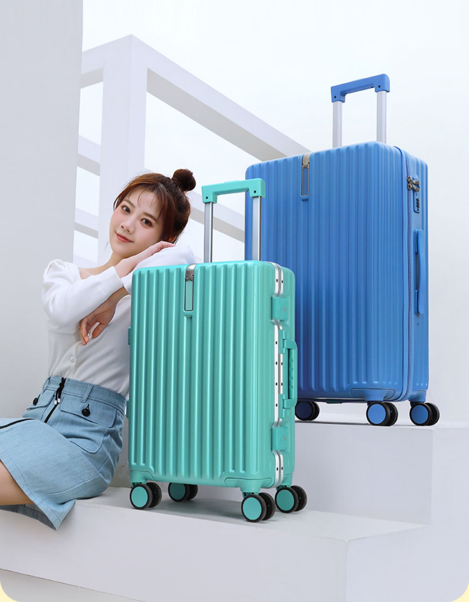 b拉杆箱行李箱女拉杆箱男20旅行箱铝框密码登机箱结实耐用静音大容量