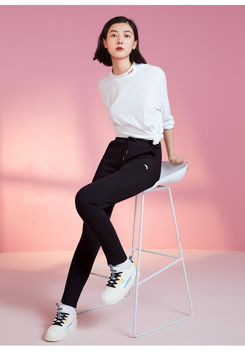 加绒保暖安踏anta官网运动长裤女2021秋冬季新款运动修身休闲束脚裤