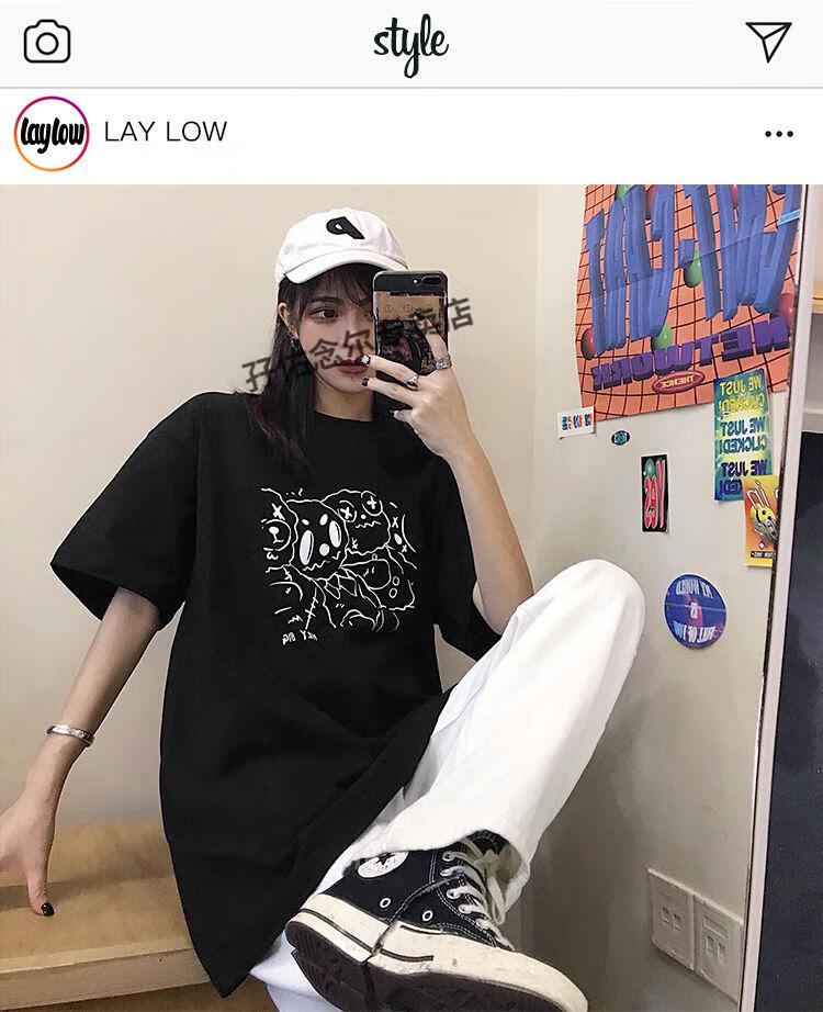 2022新款小尼力heybig街头嘻哈ins短袖t恤宽松韩版潮流原宿情侣over