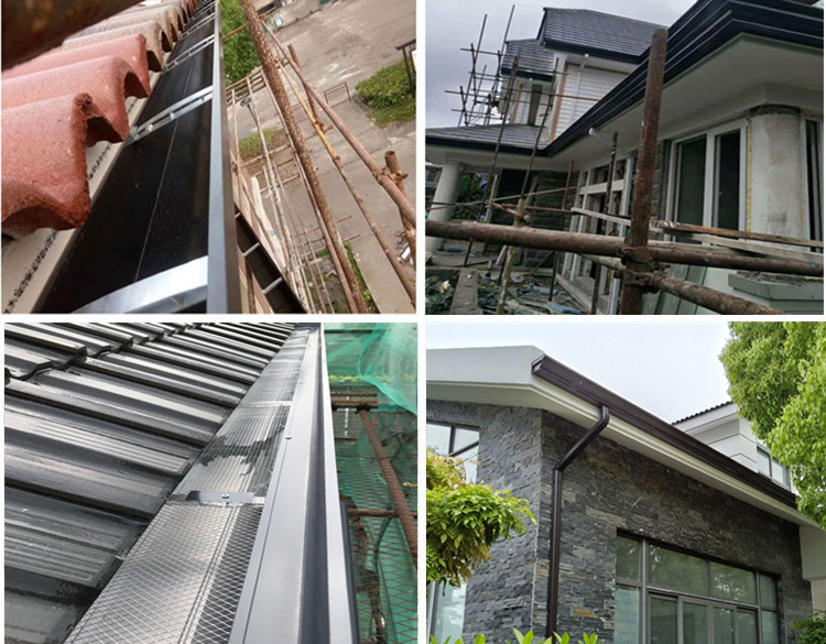 铝合金天沟方形雨水管别墅屋檐雨水槽檐沟下水管阳光房排水圆管咖啡色