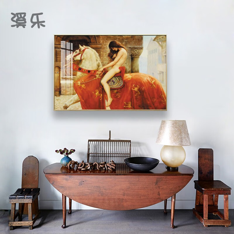 马背上的戈黛娃夫人式世界名画马背上的戈黛娃godiva夫人装饰画油画欧