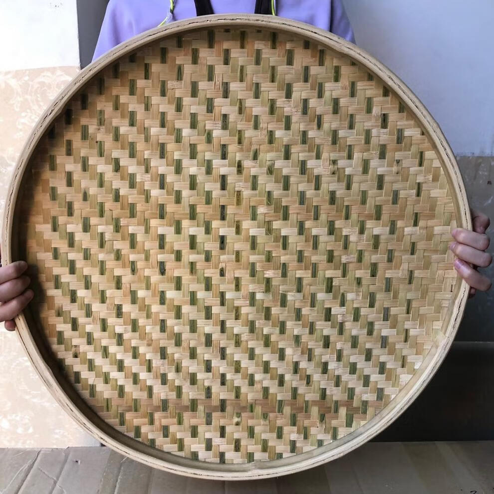 竹筛子竹编制品竹筛子竹簸箕竹盘子晾晒画画竹匾家用有