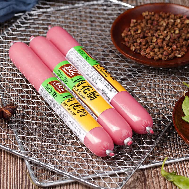 双汇肉花肠70g30支整箱王中王火腿肠休闲办公零食烧烤泡面拍档70g肉花