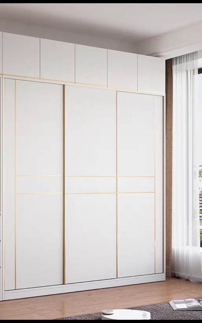 柏拜敦2022年新款衣柜移门极简衣柜定制长虹玻璃推拉门定做实木简约