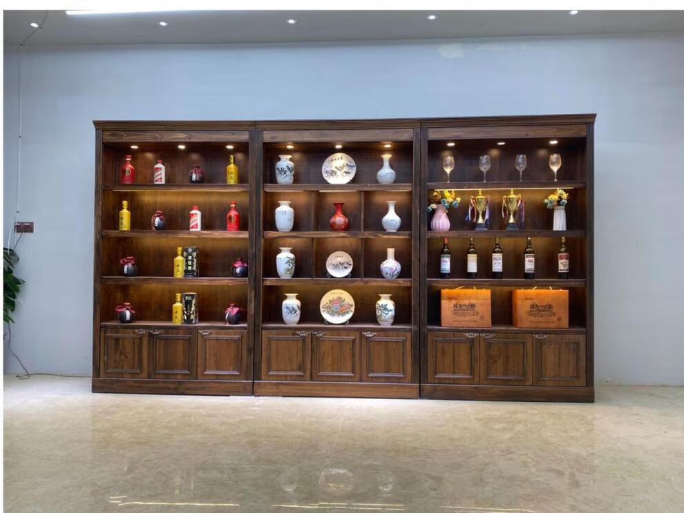 baldinini 茶叶展示柜实木复古红白酒陈列柜产品化妆品带灯玉器货架