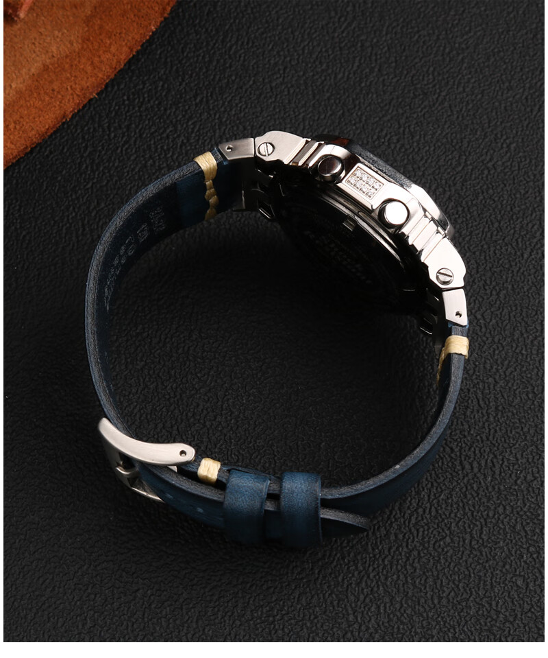适配g-shock卡西欧表带gmw-b5000小金块小银块3459个性改装表带真皮