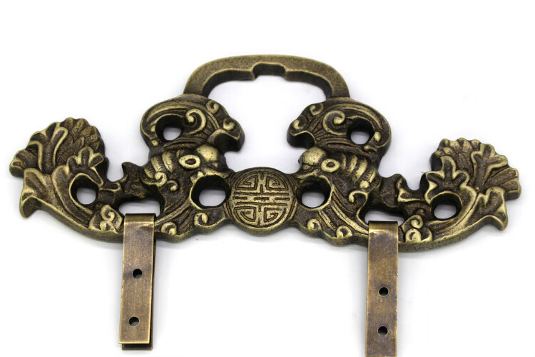 中式仿古铜配件牌匾相框字画挂钩画框镜框十字绣挂画钩画挂件纯铜46cm