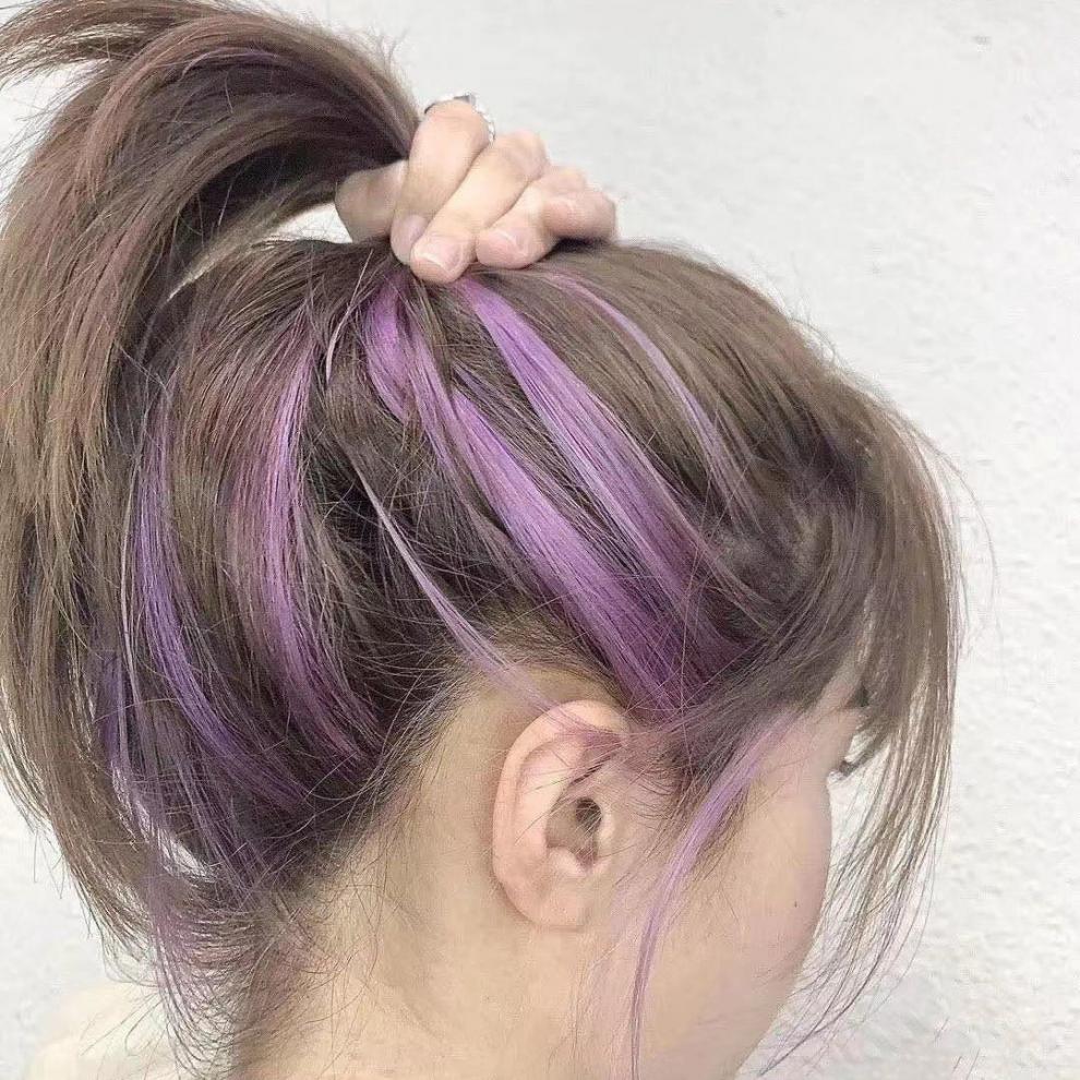 aidahngj灰粉挂耳染抖音同款自己在家2020流行雾蓝白金不伤发染发膏花