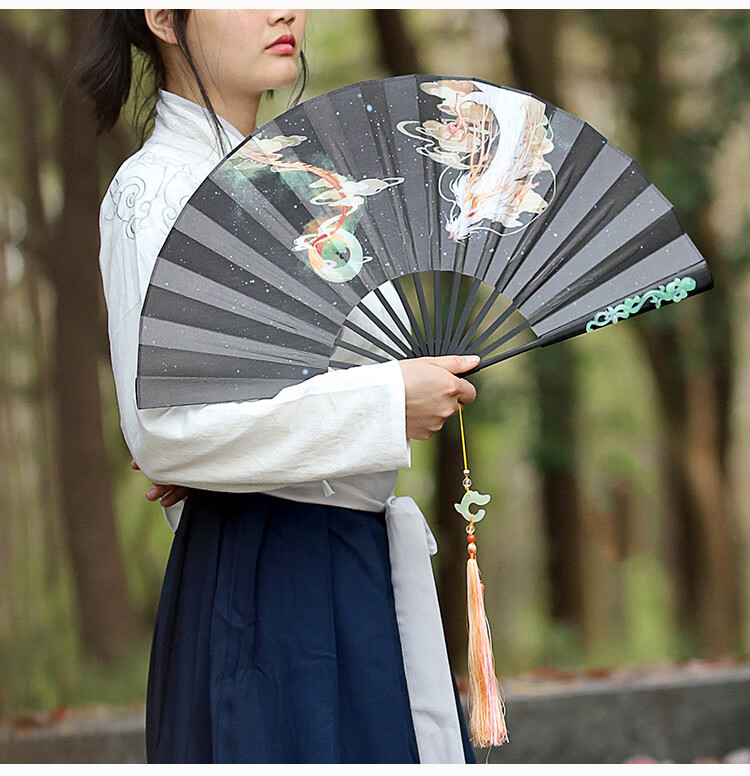折扇男 中式古典扇子男生霸气中国风古装复古大号折叠扇随身汉服配饰