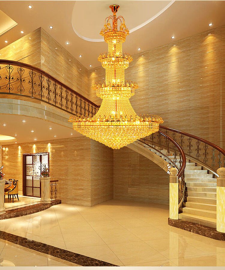 与善豪华水晶吊灯大气别墅复式客厅灯现代简约中空楼梯吊灯欧式灯具新