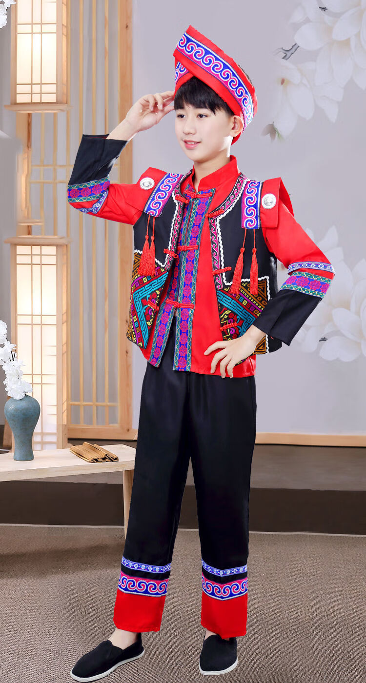 禾佳成国潮男装联名 广西壮族三月三男童民族服装儿童表演服饰少数