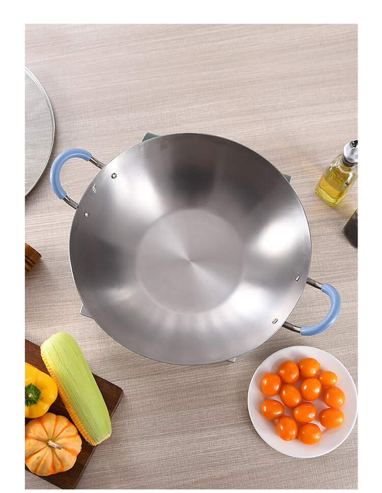 2022升级款卢记厨具钛锅钛锅纯钛炒锅家用炒菜双耳锅圆底不粘锅无涂层