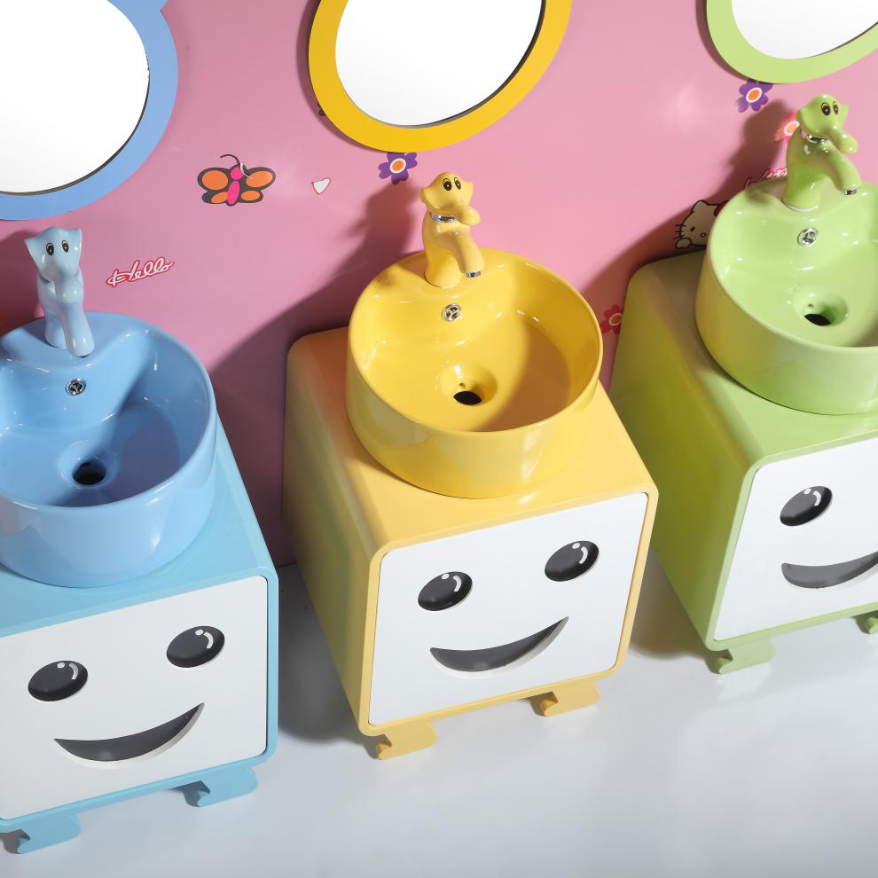 儿童卡通水龙头彩色小象冷热陶瓷水龙头洗手盆幼儿园台盆龙头 冷热