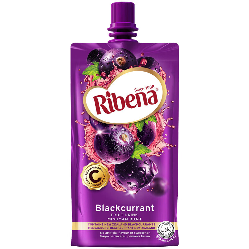菲律宾进口饮料利宾纳ribena菲律宾黑加仑维c果汁饮料330ml黑加仑味