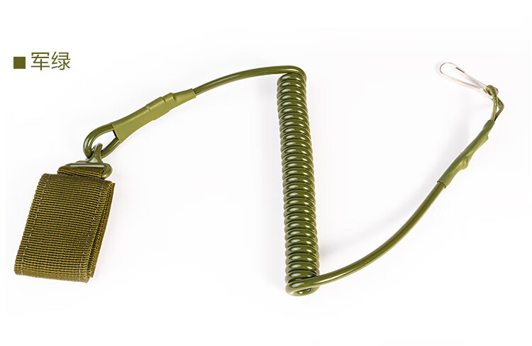 新品弹簧枪绳molle防丢安全绳枪纲改伸缩枪纲扣绳挂绳弹力通用钢丝款