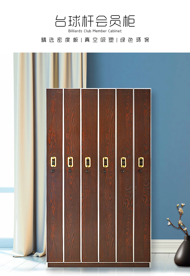 台球厅球房俱乐部玻璃台球杆柜子会员桌球球杆存放柜台力 5门杆柜-棕