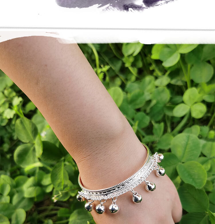 苗族银饰少数民族苗银手镯苗族银饰铃铛手镯民族风舞蹈表演用开口夸张