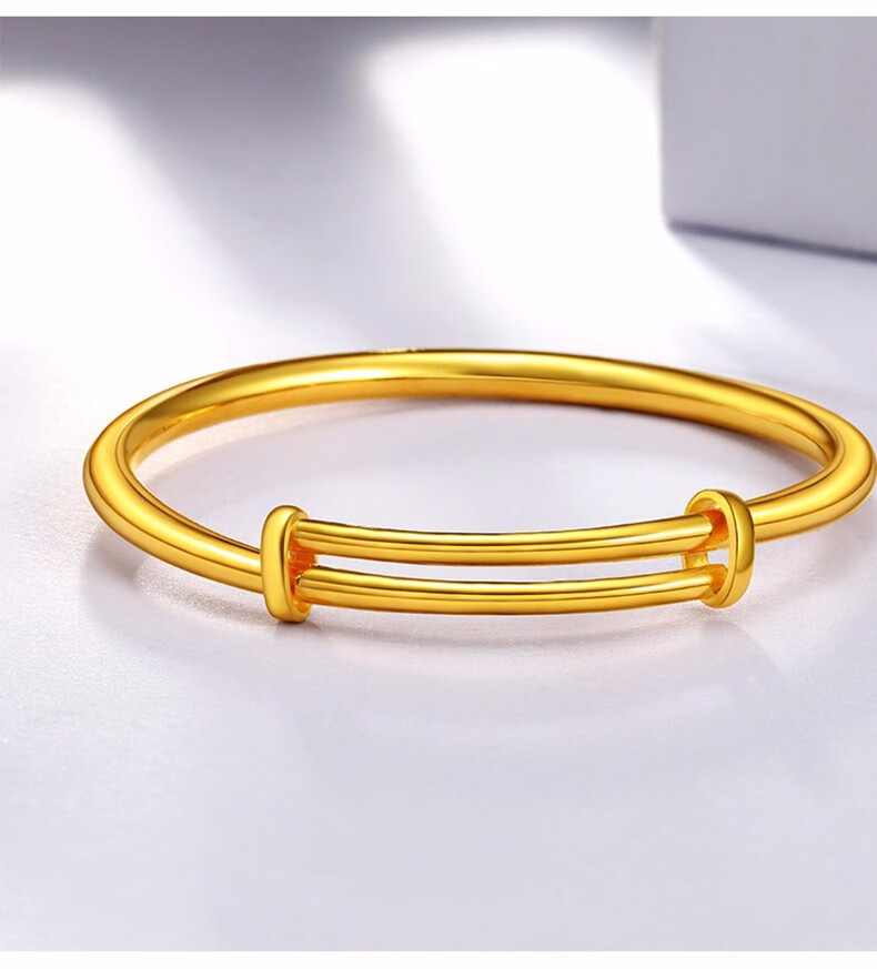 藏大福黄金手镯实心按克足金9999光面素圈金手镯足金手镯女士款送妈妈