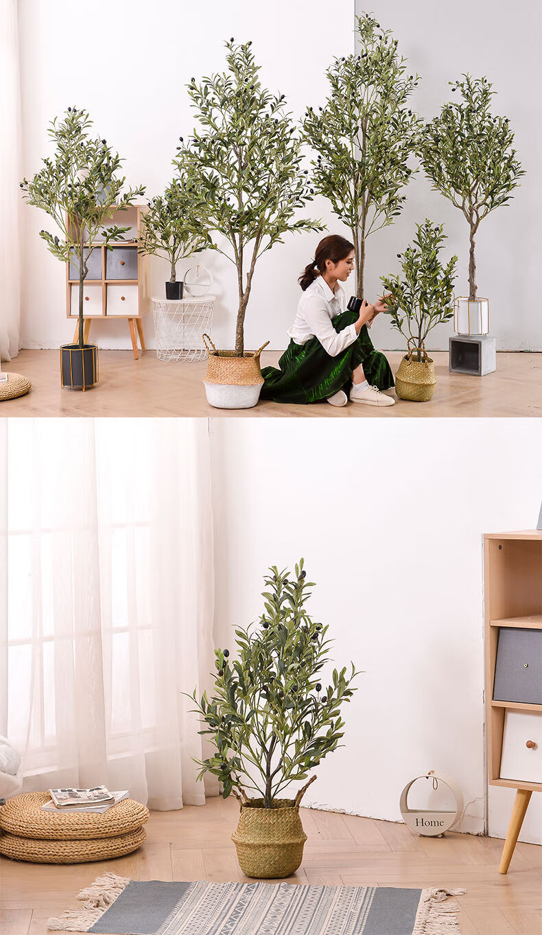 北欧风仿真橄榄树盆栽绿植服装店装饰假树女装店铺布景落地摆设大240
