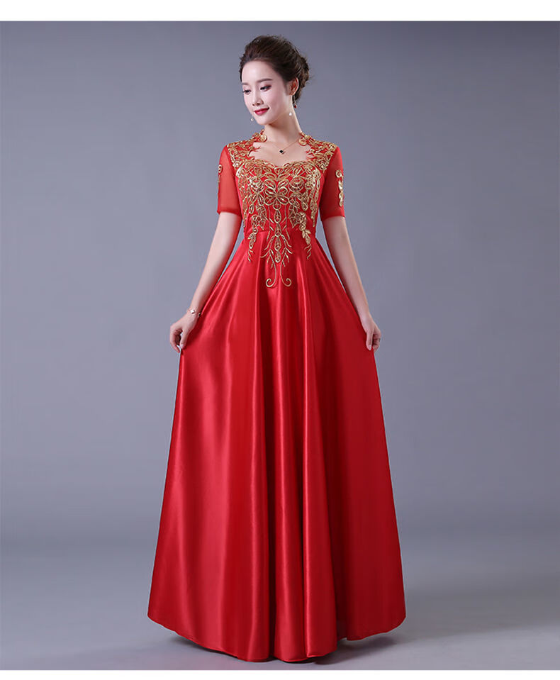 黄花地合唱指挥礼服大合唱团演出服2022新款主持人晚礼服性感独唱舞台