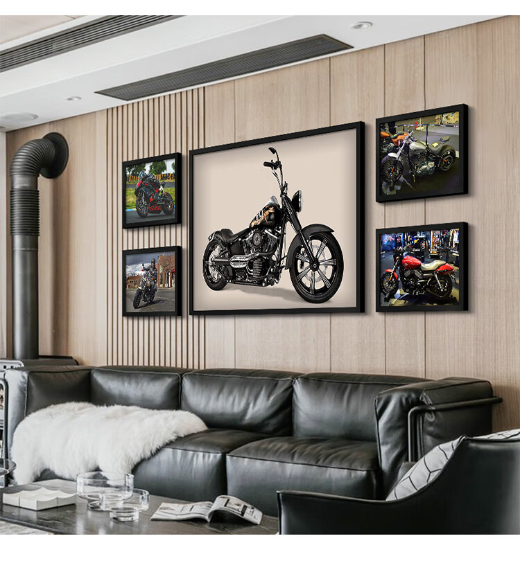 哈雷摩托装饰画机车挂画赛车墙画卧室壁画俱乐部酒吧ktv海报 mh
