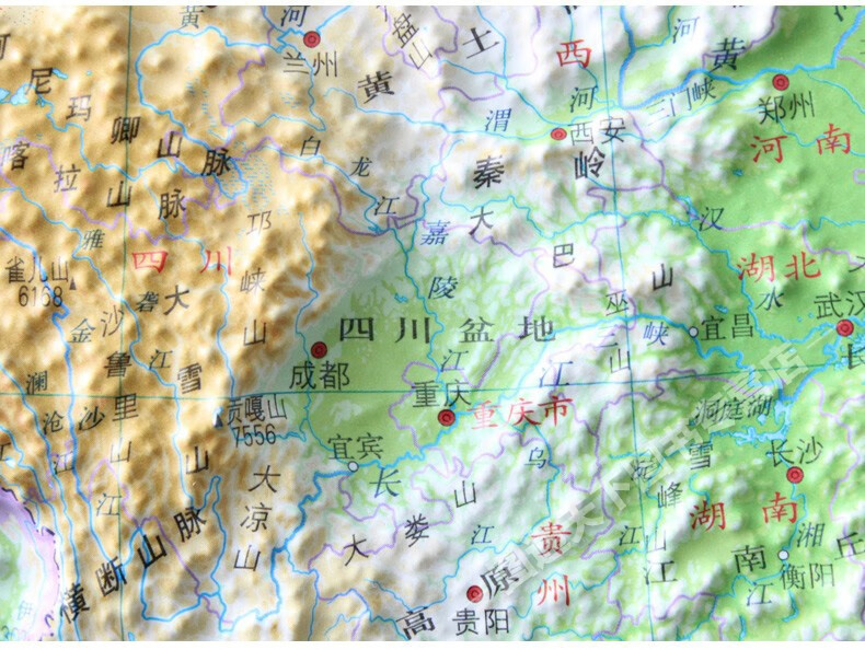 2019中国地形图世界地形图16开套装三维地形3d地貌凹凸地势清晰立体