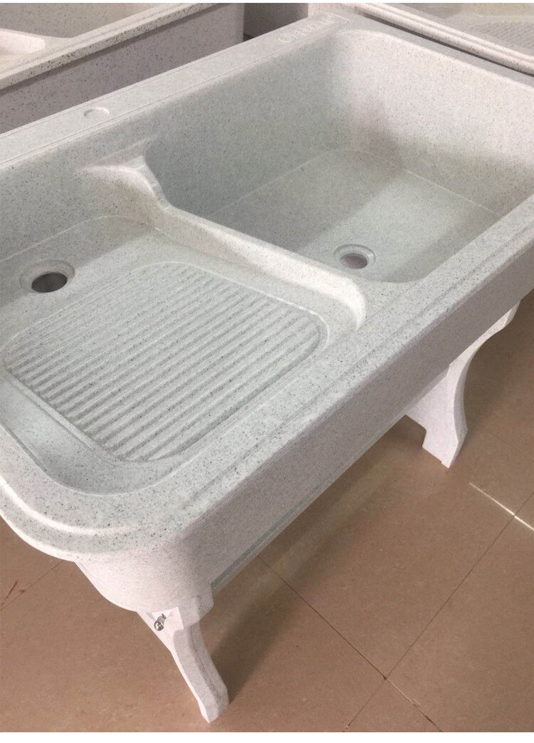 大理石洗衣池石英石洗手盆一体整石户外单盆阳台户外带搓衣板水池米