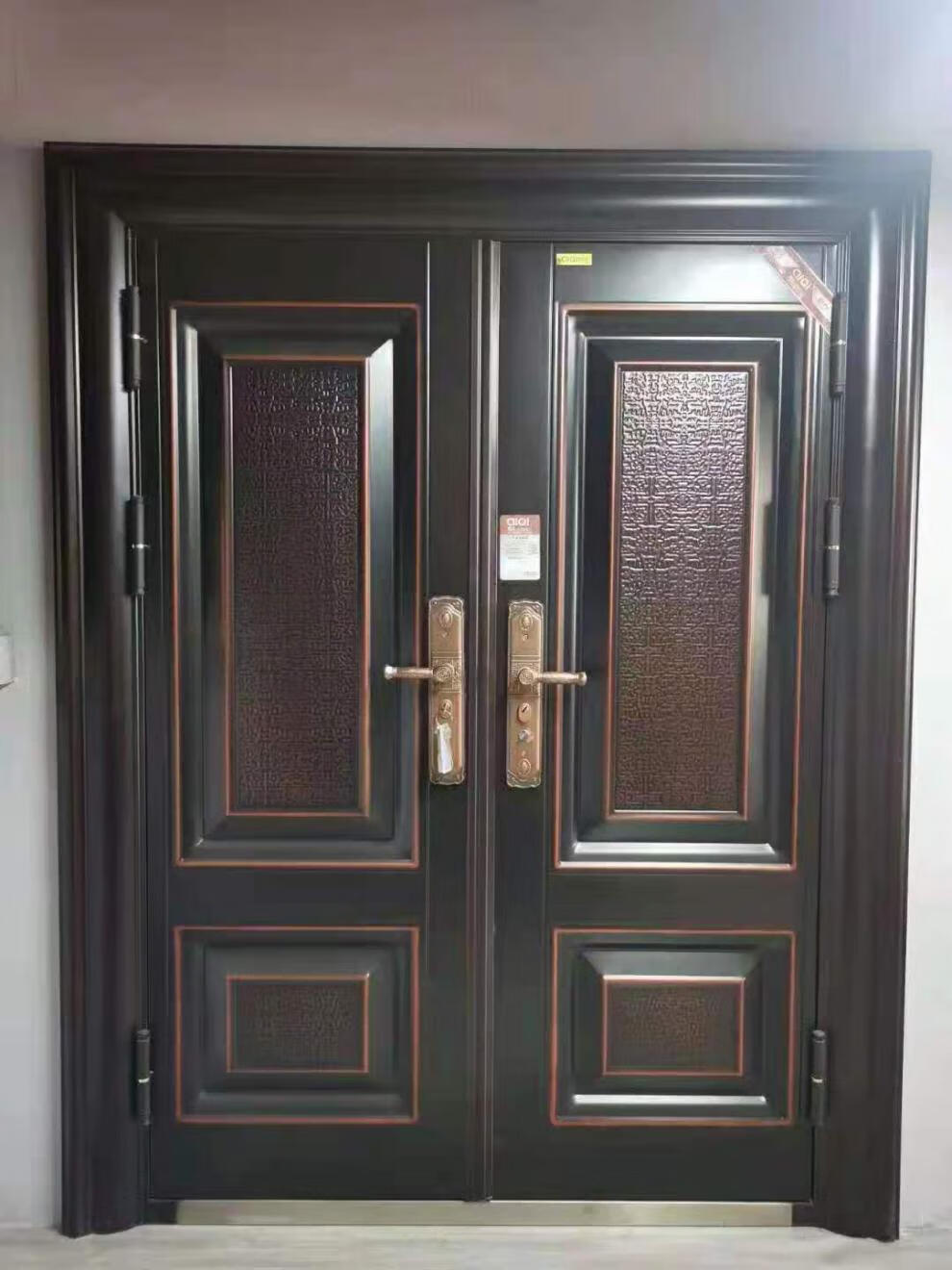 农村大门防盗门别墅对开门进户门庭院门防晒仿铜双开门钢质入户门沾运