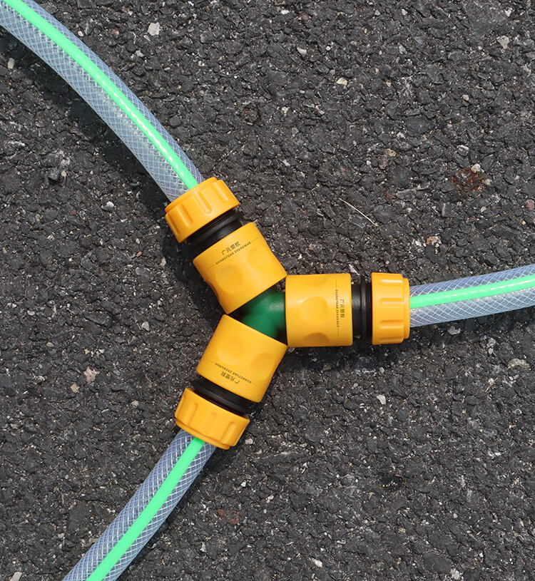 三向三通带阀快速接头4分6分塑料奶嘴水管软管分流接配件转接头三通