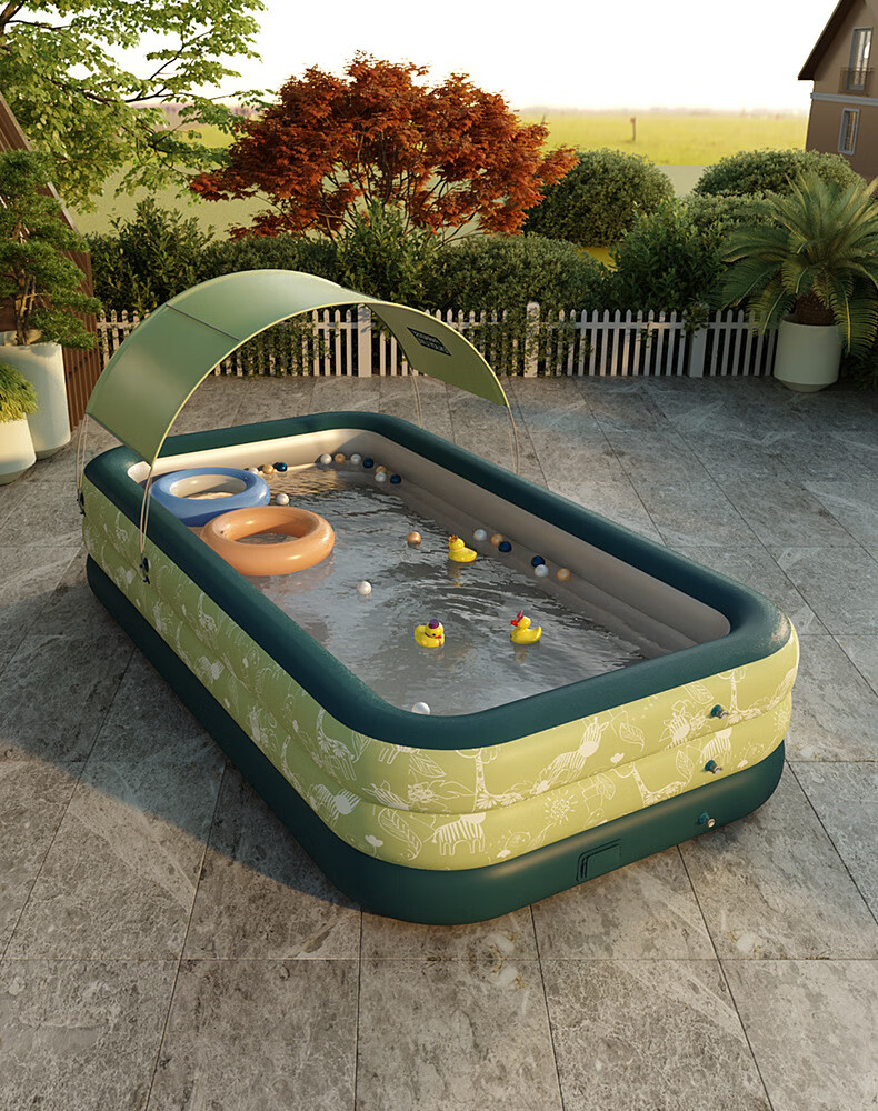 儿童游泳池家用泳池玩具宝宝婴儿自动充气加厚大号大型折叠支架游泳桶