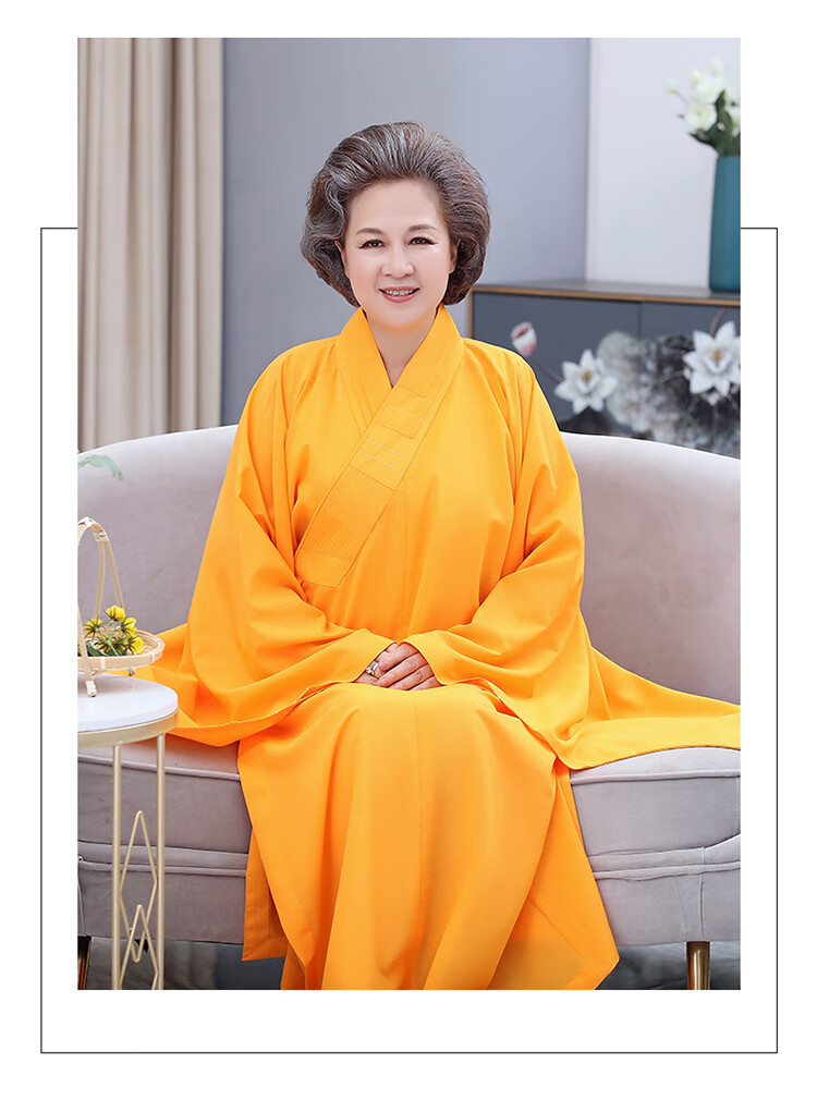 海青居士服女僧袍僧服僧服汉服禅服女袈裟大褂夏季长款台麻禅修服定制