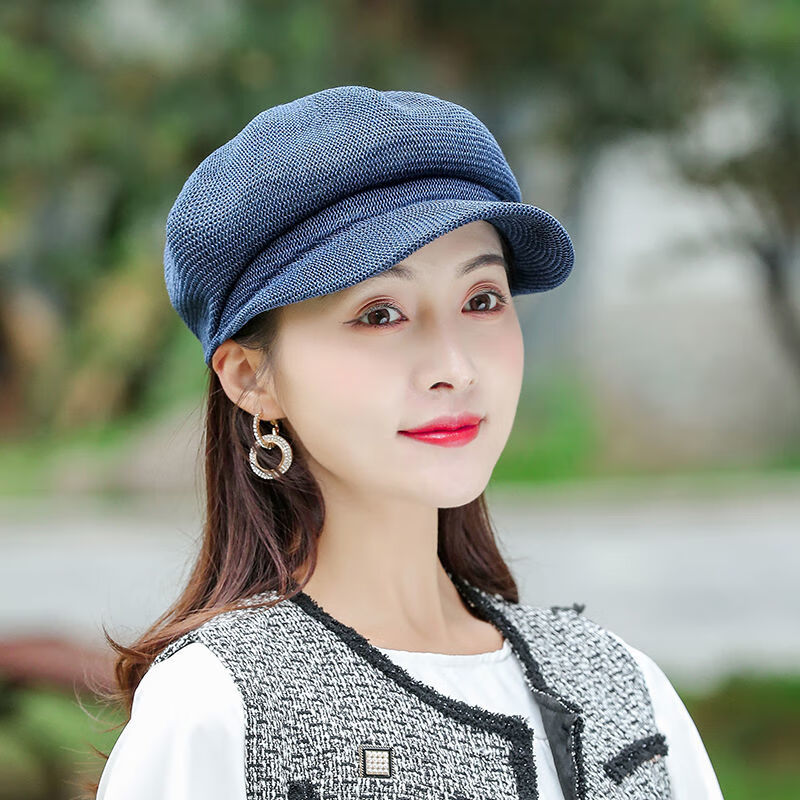 八角帽女夏天夏天帽子女韩版百搭贝雷帽子出游遮阳防晒鸭舌帽子八角帽