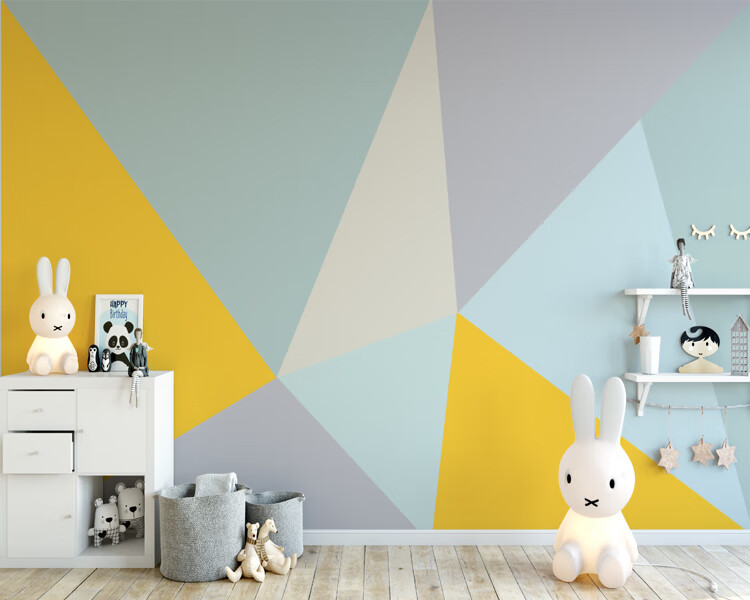 3d几何拼色墙纸卧室温馨沙发背景墙壁纸北欧电视墙影视墙装饰壁布整张