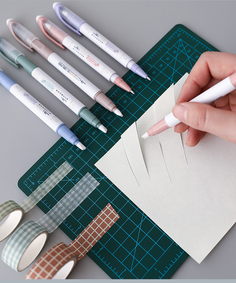 蒙力克新款陶瓷笔刀点胶笔二合一卡通手帐刻刀点胶双用笔粘胶笔不收手