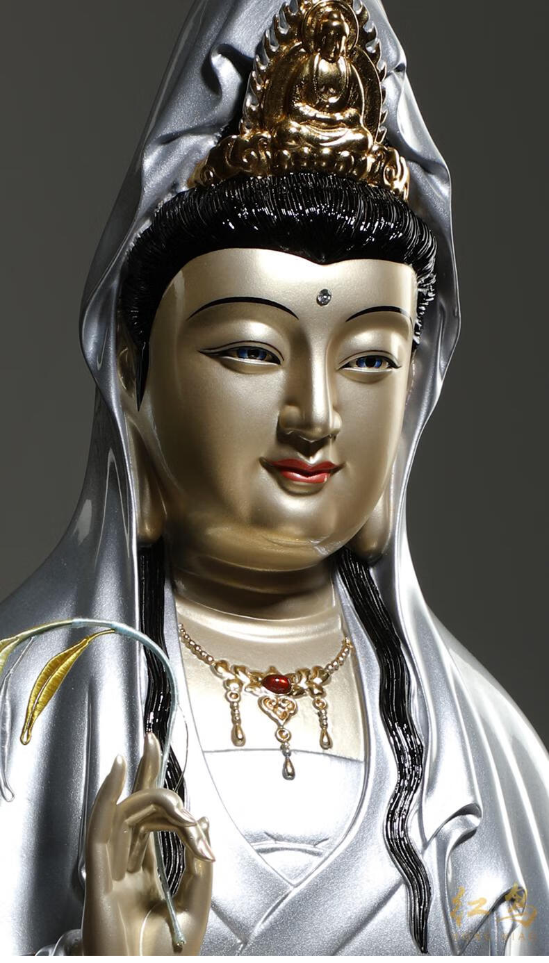 观音娘娘像家居供奉小全堂寺像礼物娑婆三圣摆件客厅纯铜观音菩萨佛像