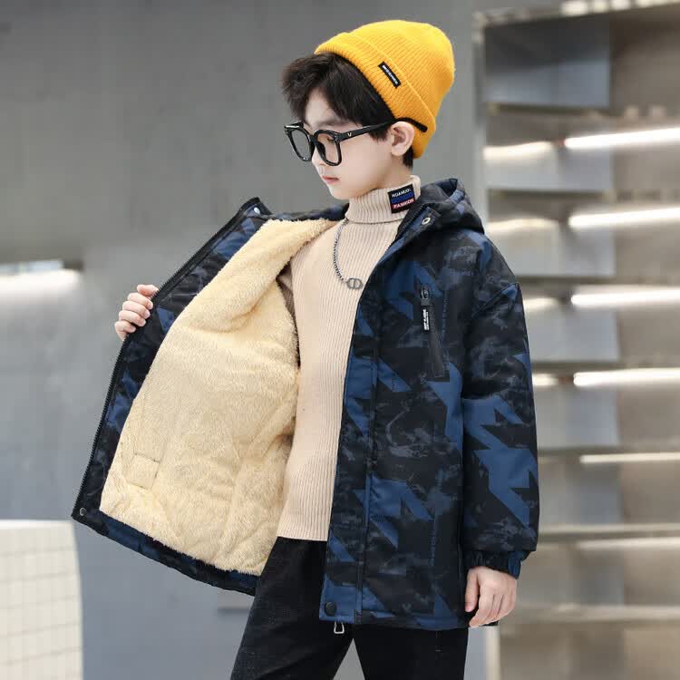 奥米鼠儿童派克服外套秋冬装款男童中大童小男孩子冬天加绒加厚5-15岁