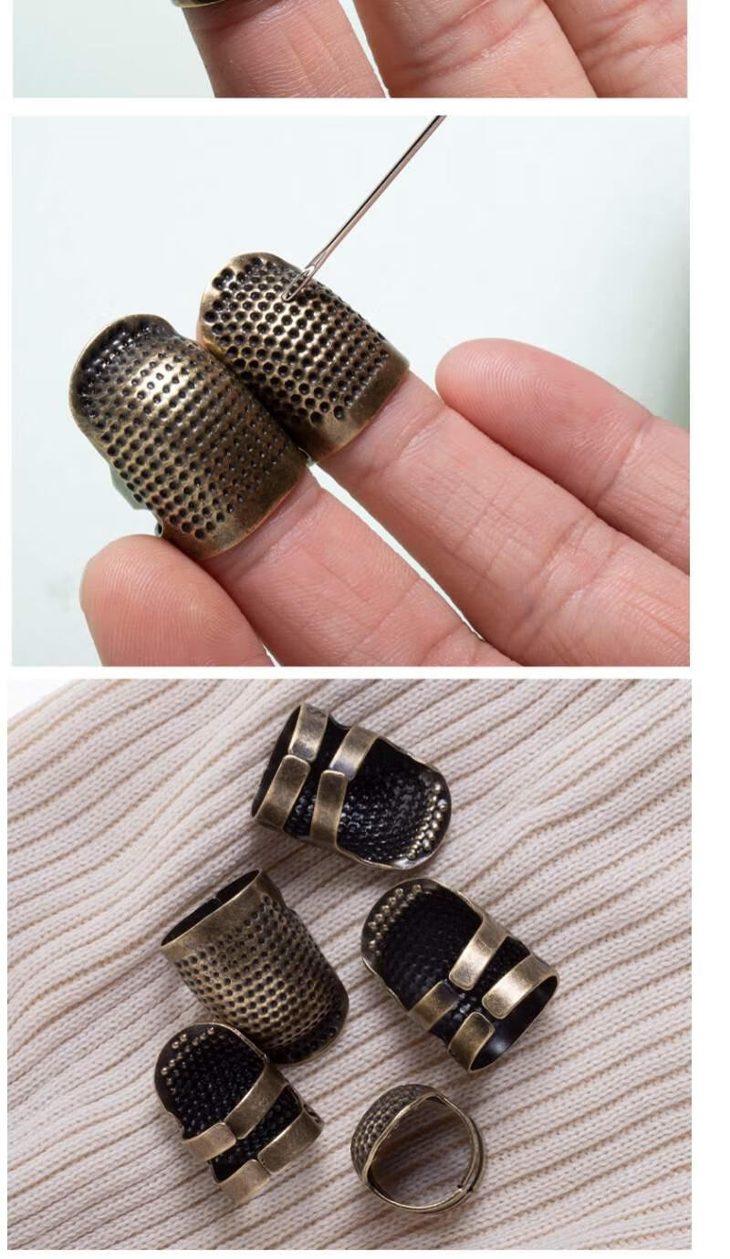 顶针指套家用手缝十字绣顶针器加厚可调节真铜护指顶针箍缝纫工具