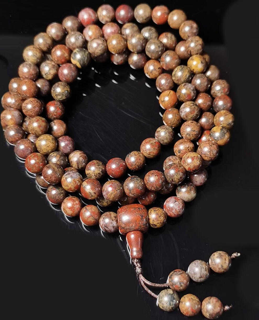 鲤梨 红伊丁陨石手串 黑金钢火星天宝石108颗精品佛珠念珠摘星旅途