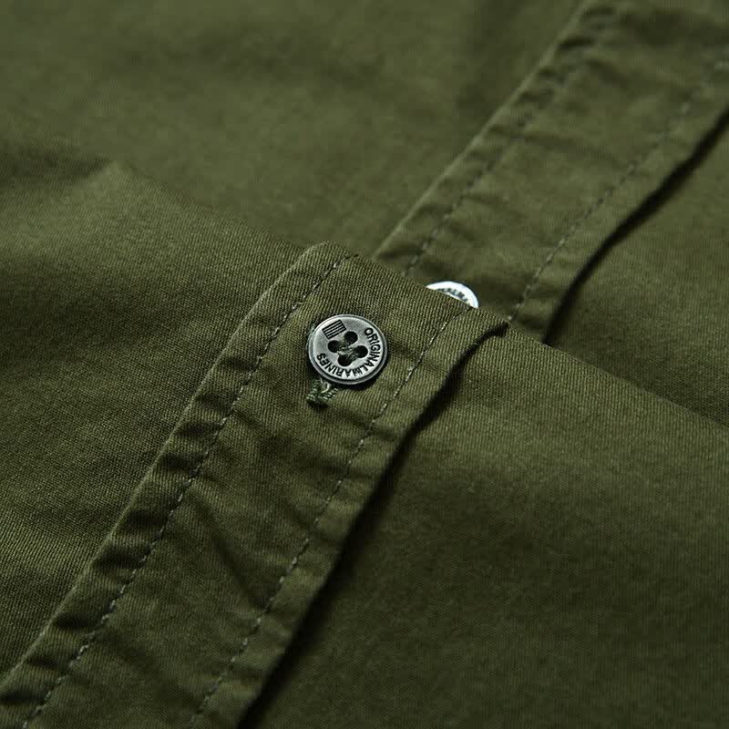 男户外大码衬衫纯棉休闲工装上衣宽松半袖衬衣薄sn2820军绿色004短袖m