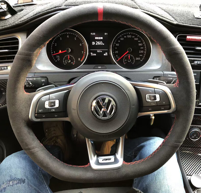 适用于大众rline凌渡高尔夫gti速腾迈腾途观cc途昂翻毛手缝方向盘套