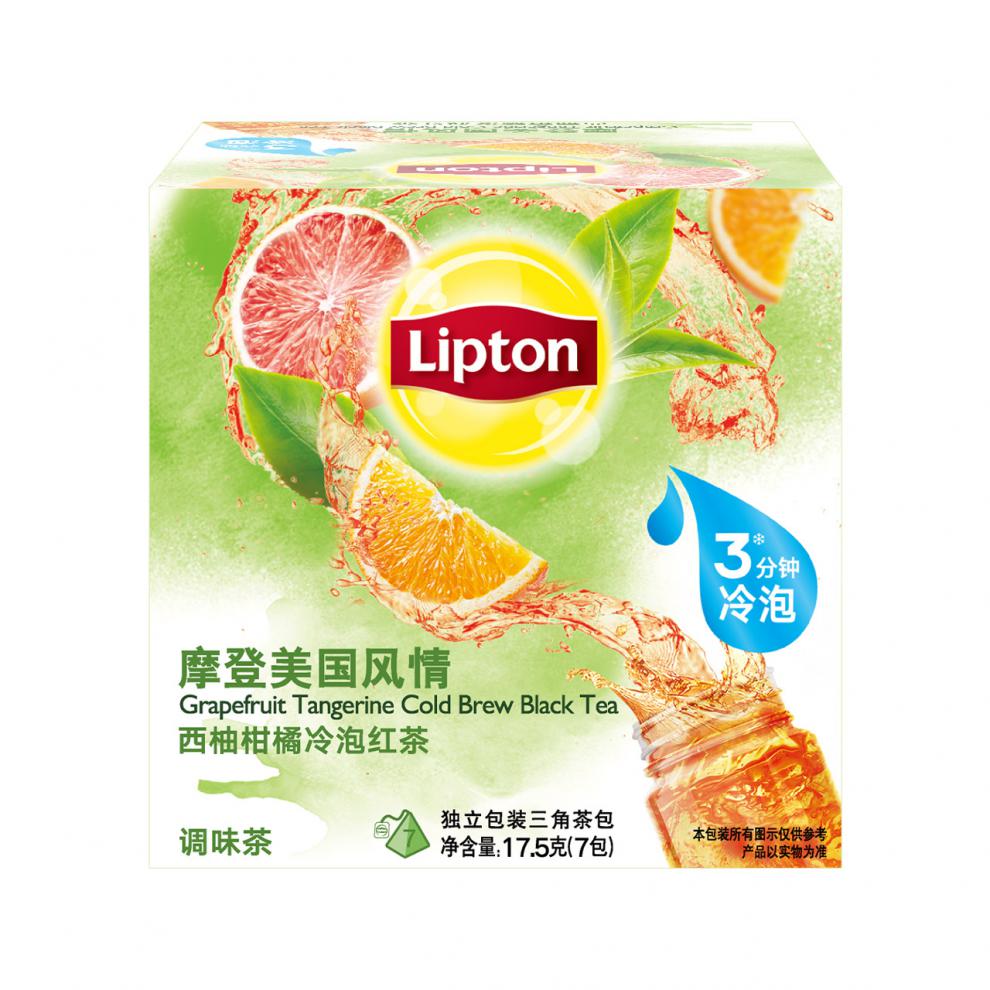 立顿lipton冷泡茶0糖0脂肪西柚柑橘风味独立三角茶包7包2.